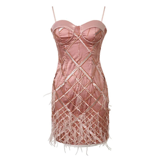 VESTIDO MINI CON APLICACIONES DE LENTEJUELAS