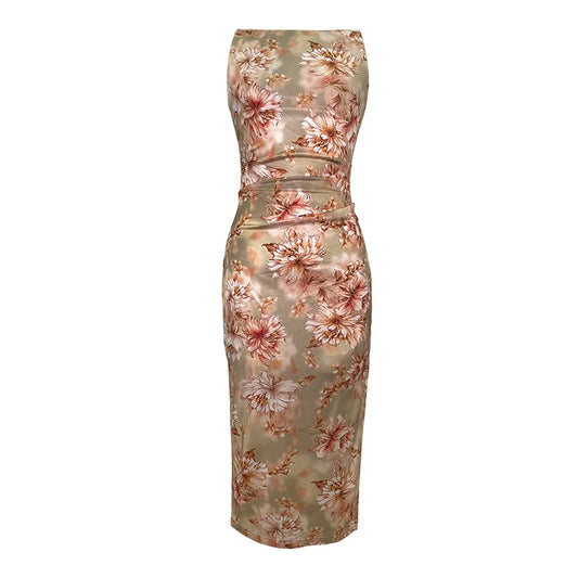 VESTIDO MIDI FLORAL AJUSTADO
