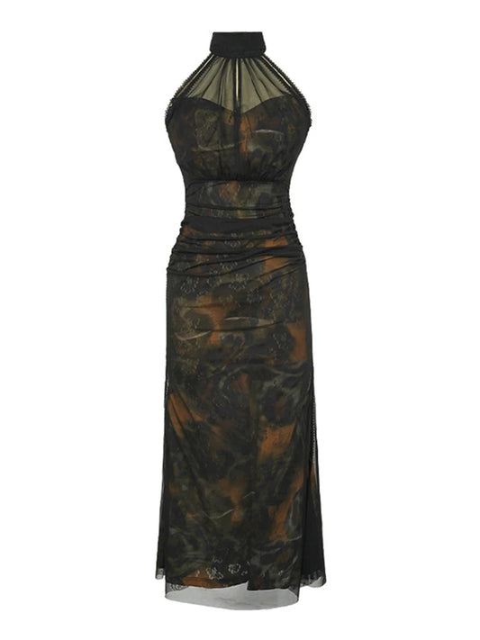 VESTIDO HALTER CON CUELLO ANUDADO