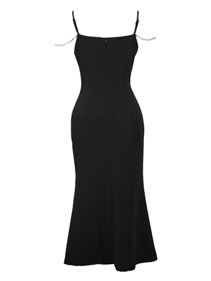 VESTIDO LARGO CON TIRANTES DE CADENA